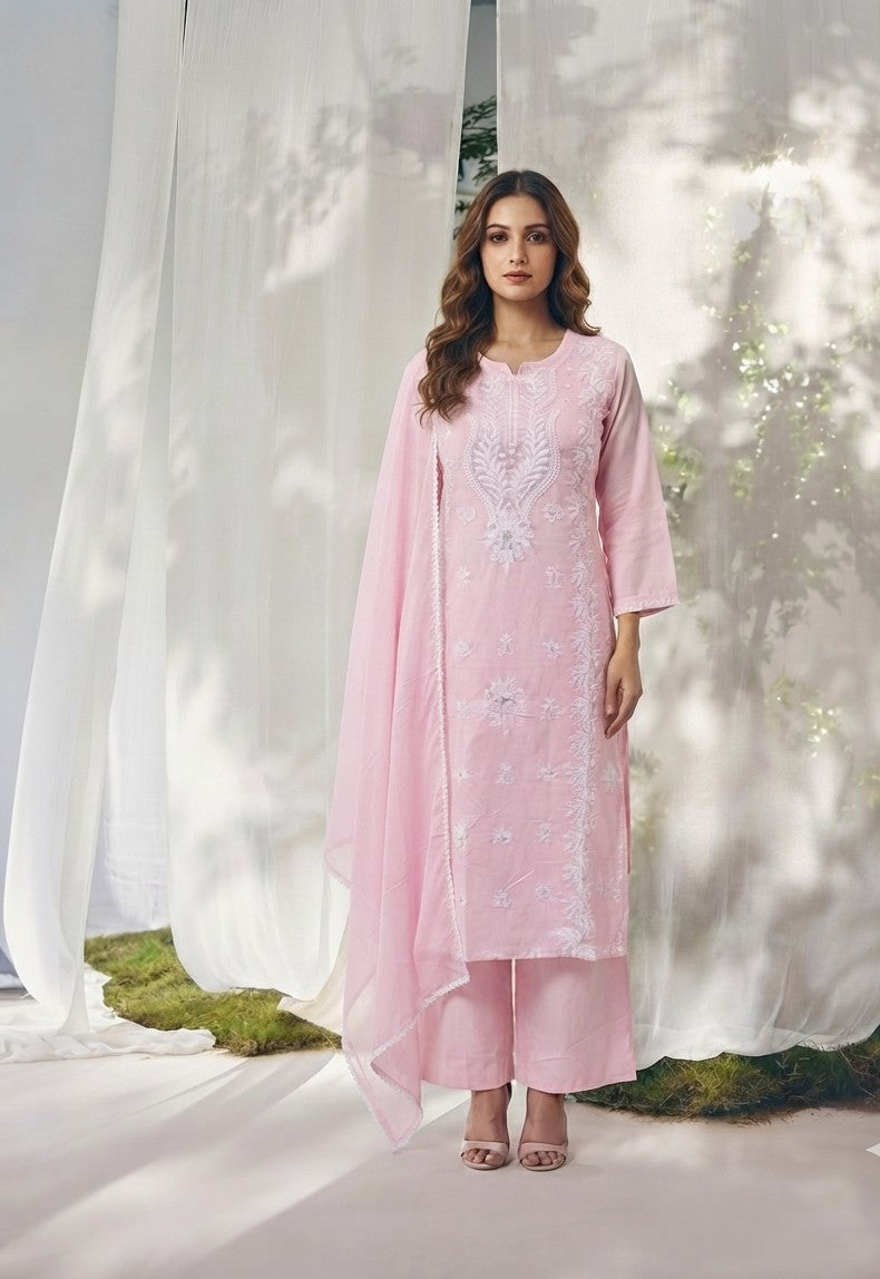 Pure  Mul Cotton  Dupatta Set With Lining
