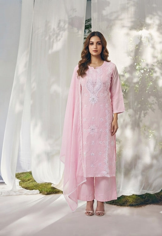 Pure  Mul Cotton  Dupatta Set With Lining