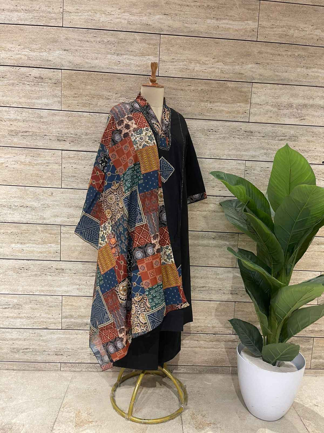 Pure Cotton A Line Applique Dupatta Set