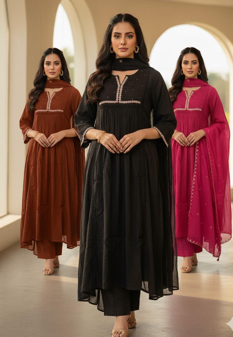 Pure mul chanderi Duppata set with embroidery MLC017