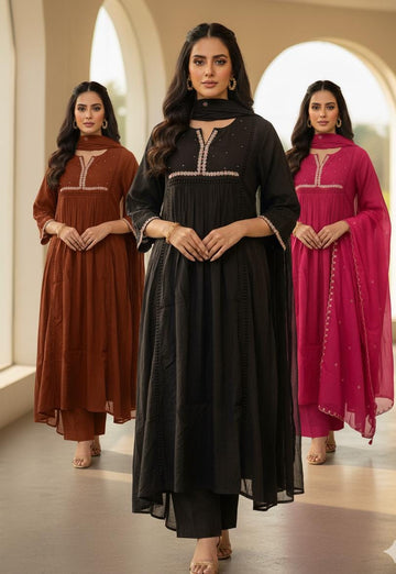 Pure mul chanderi Duppata set with embroidery MLC017