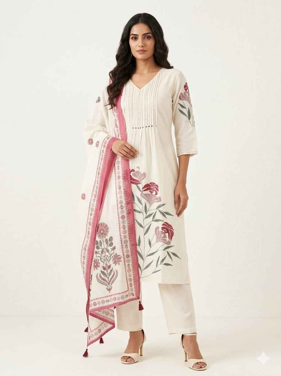Cotton Flex Embroidered Dupatta Set CSO281