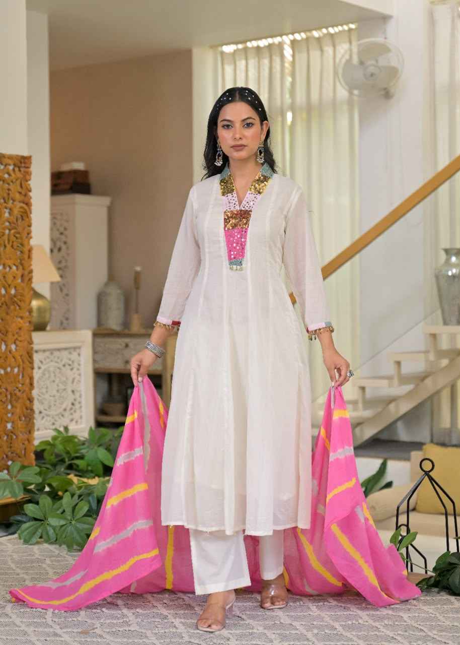 Pure Mul Cotton Anarkali Dupatta Set