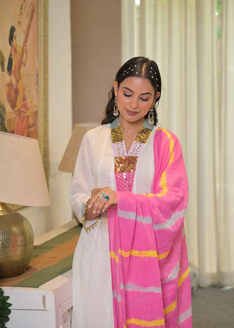 Pure Mul Cotton Anarkali Dupatta Set