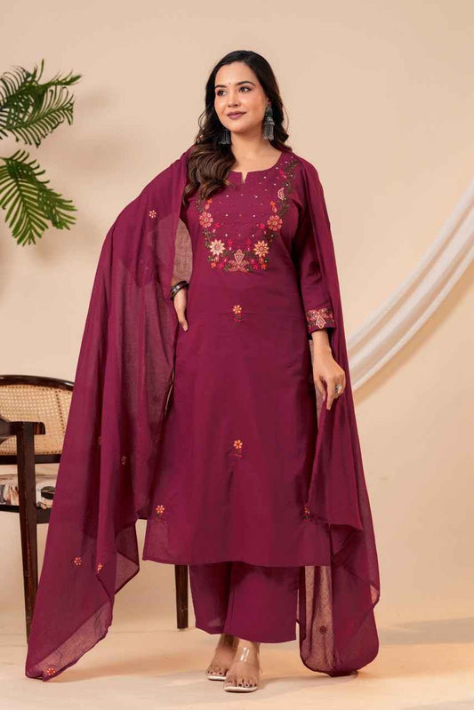 Pure cotton dupatta set with embroidery CS0272