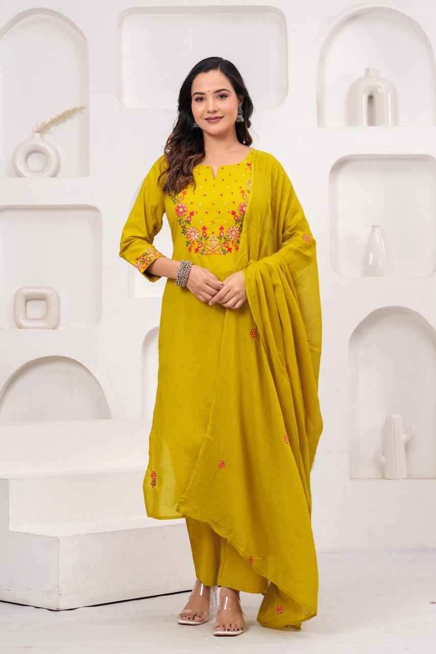 Pure cotton dupatta set with embroidery CS0272