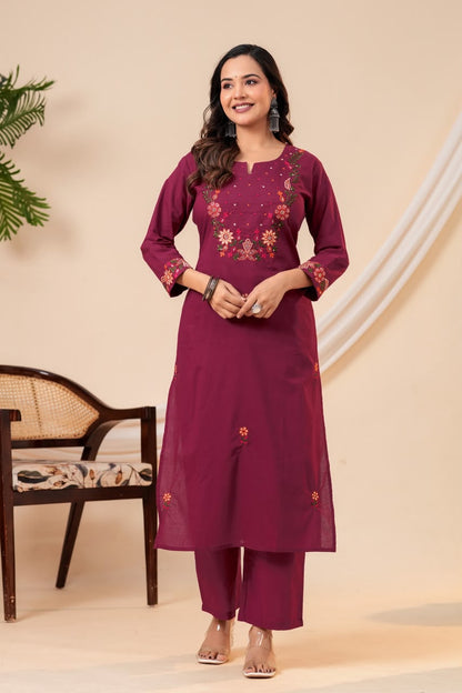 Pure cotton dupatta set with embroidery CS0272