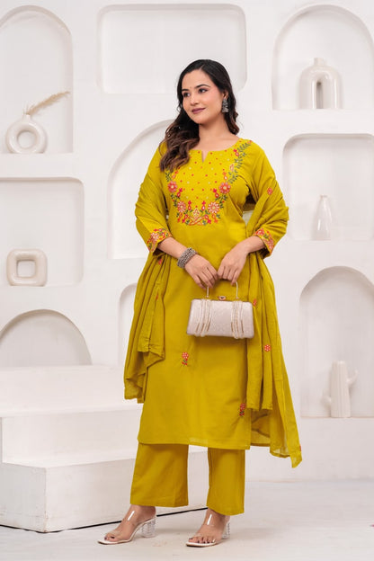 Pure cotton dupatta set with embroidery CS0272