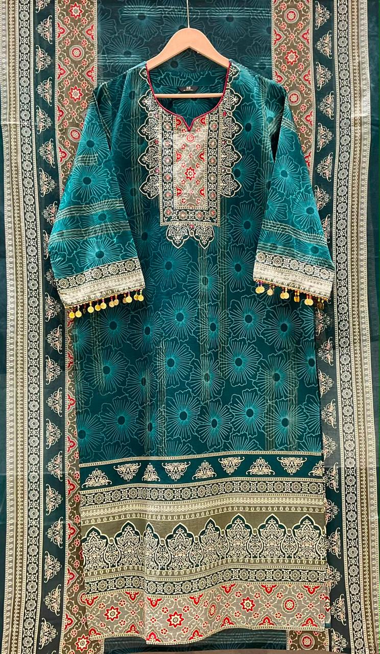 Pure cotton dupatta set