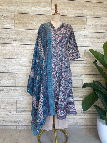 Pure Cotton Anarkali Dupatta Set