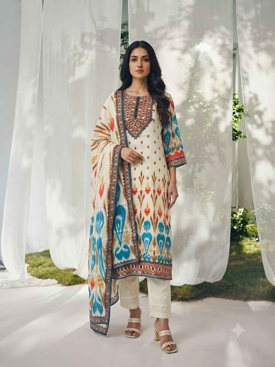 Premium muslin Silk Dupatta Set