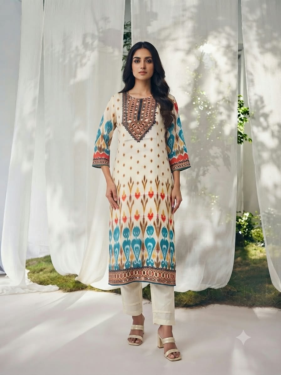 Premium muslin Silk Dupatta Set