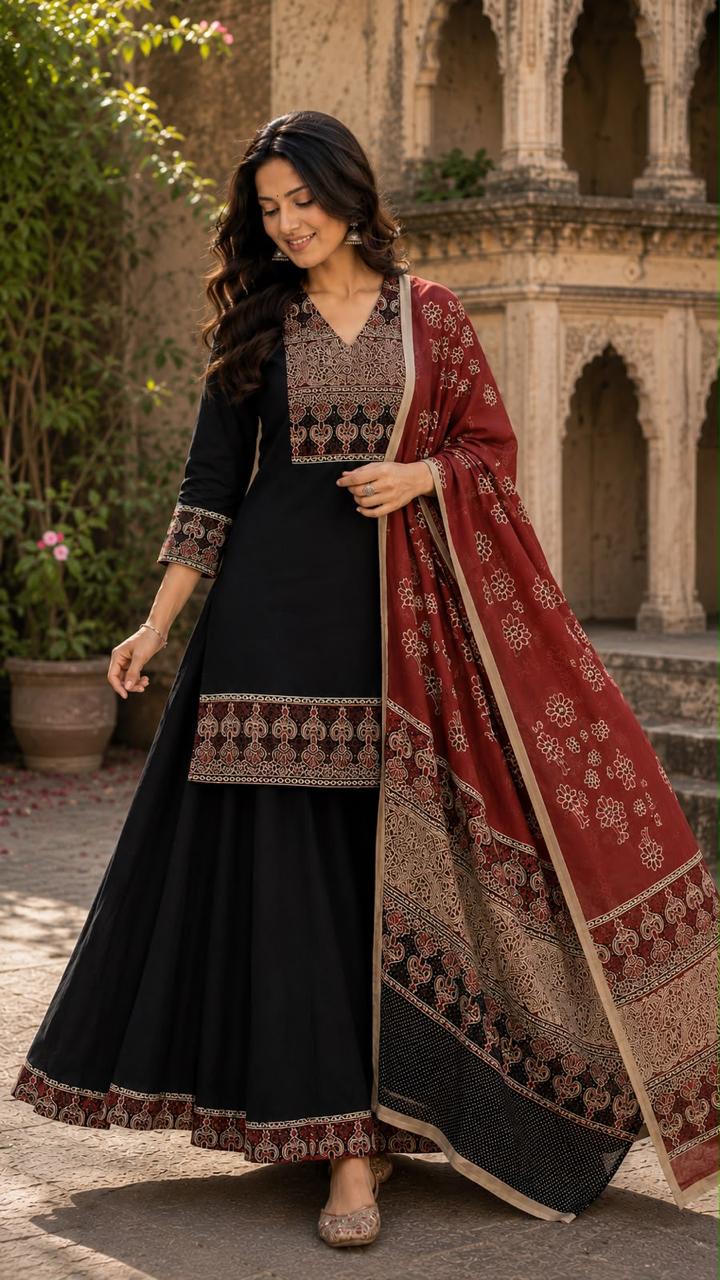 Pure cotton divider dupatta set