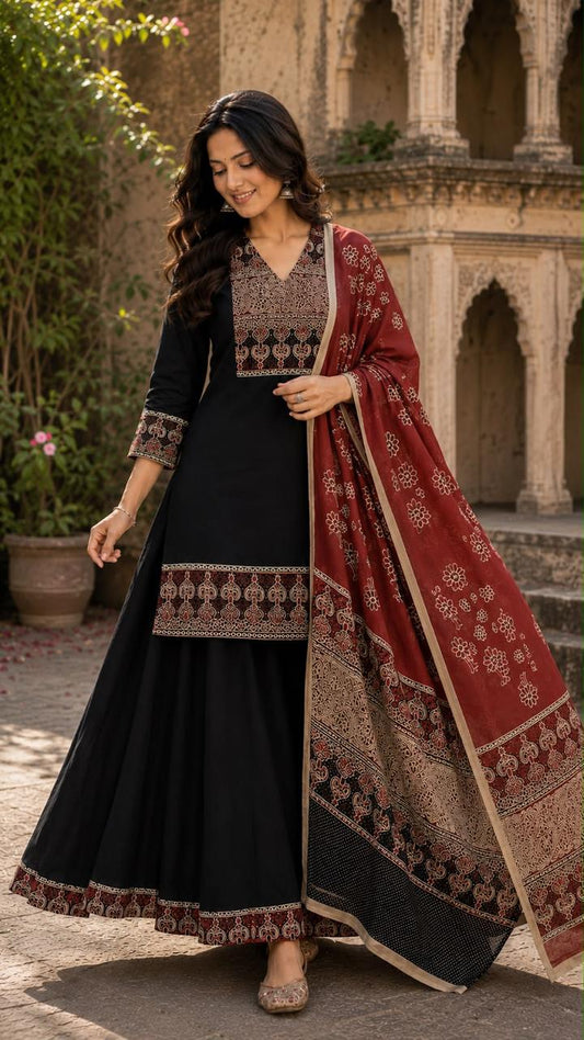 Pure cotton divider dupatta set