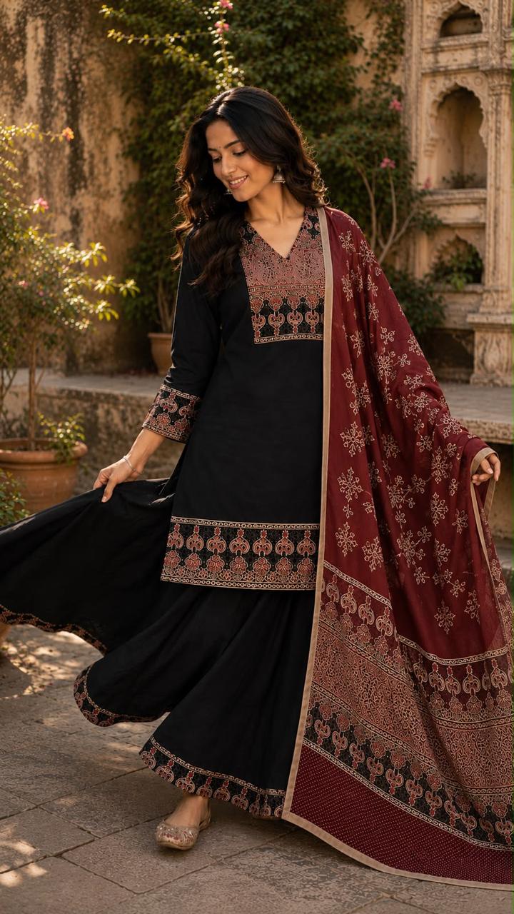 Pure cotton divider dupatta set