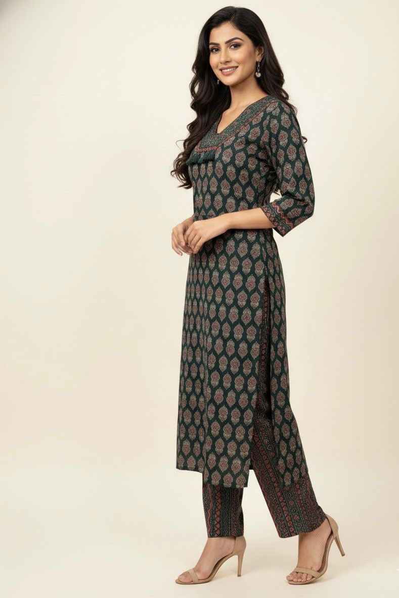 Pure cotton hand block print two piece pant set PS074