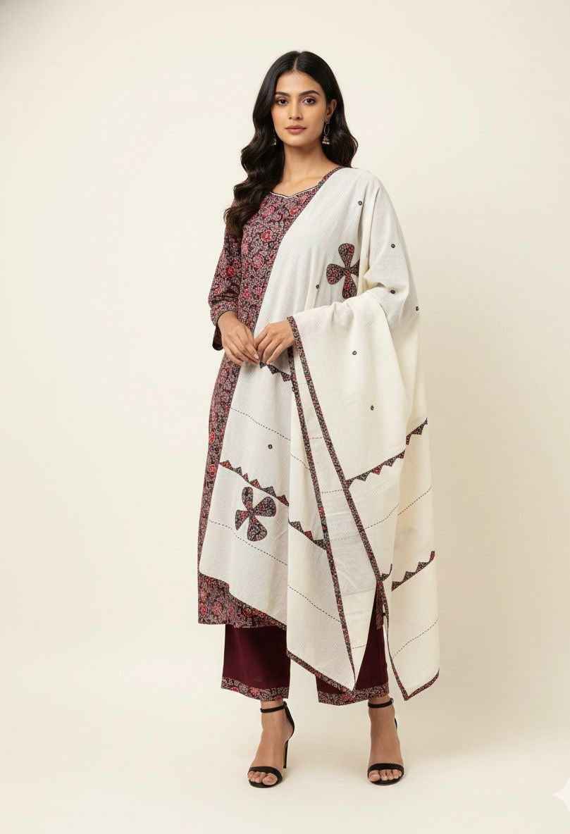 Pure cotton with Appliqué Dupatta set   CS0193
