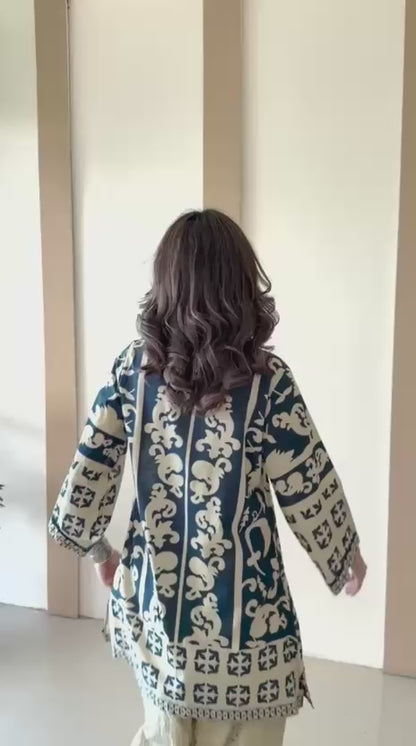 Premium Cotton With  Schiffli Detailing  Fancy Co-Ord Set COS184