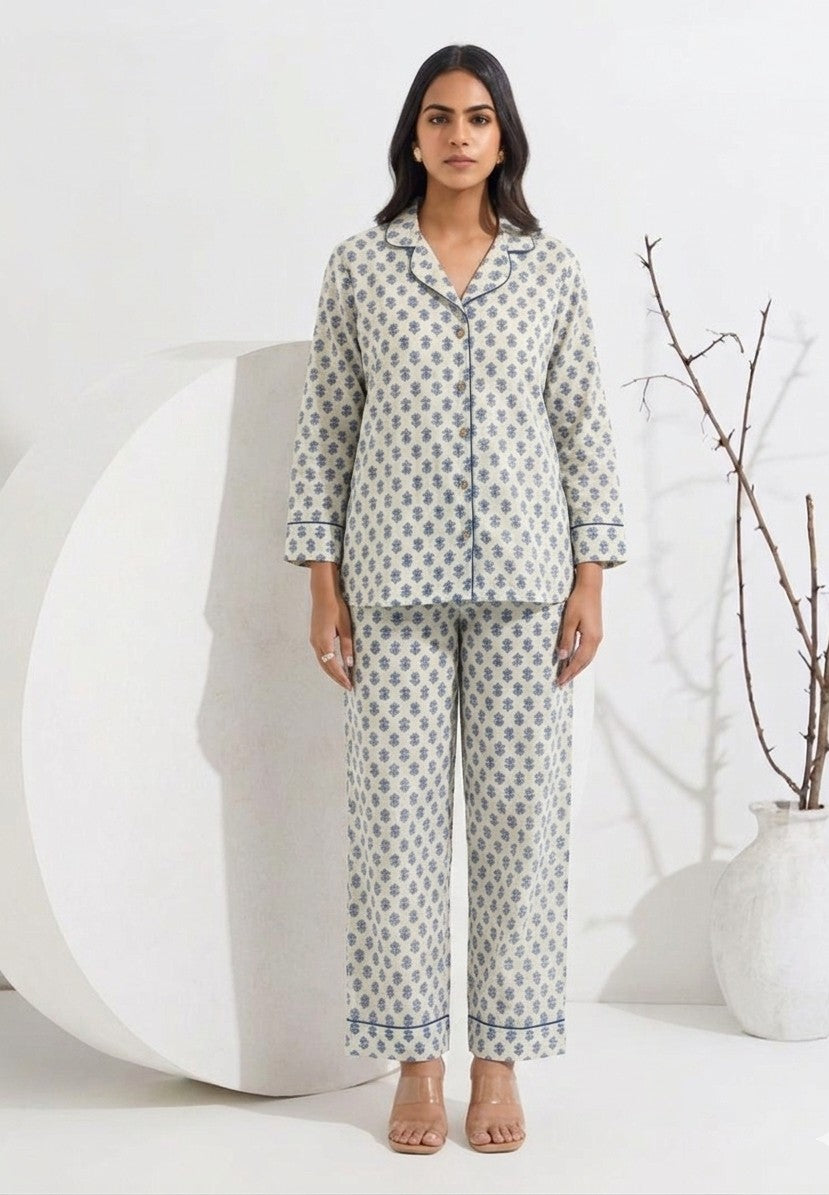 Pure cotton Floral Printed Night Suits Set NS005