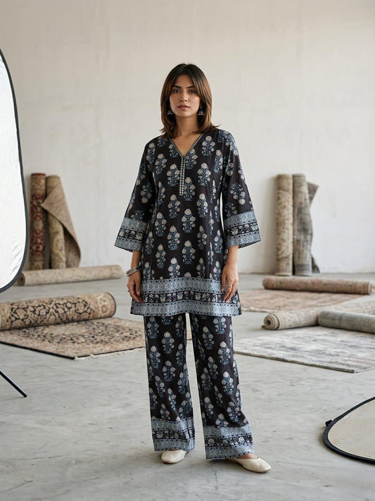 Pure cotton Two Piece Co Ord Set With Pakistani Sleevees C0S127