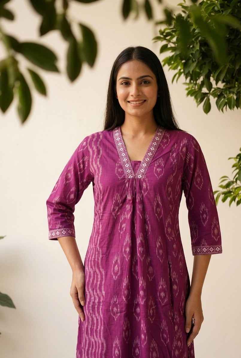 Premium Cotton A Line Anarkali Dupatta Set