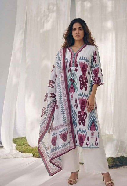 Pure Cotton Three Piece Dupatta Set