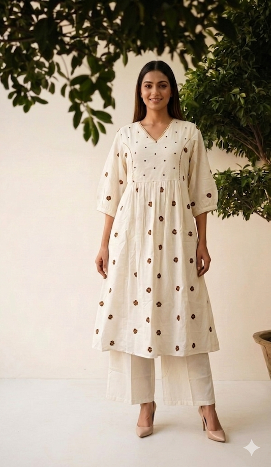 Pure Mul Cotton Two Piece Set with Inner