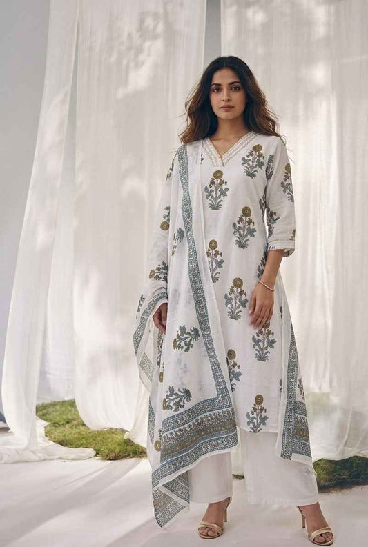 Pure cotton Three Piece Dupatta Set