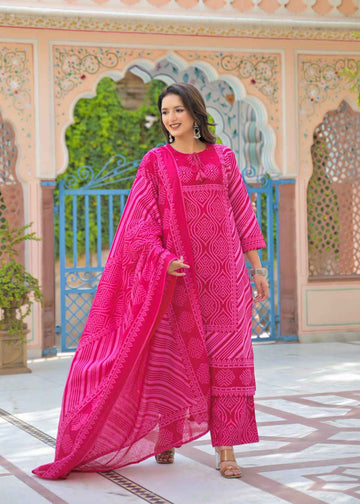 Pure Cotton Bandhej Print Dupatta Set CS0232