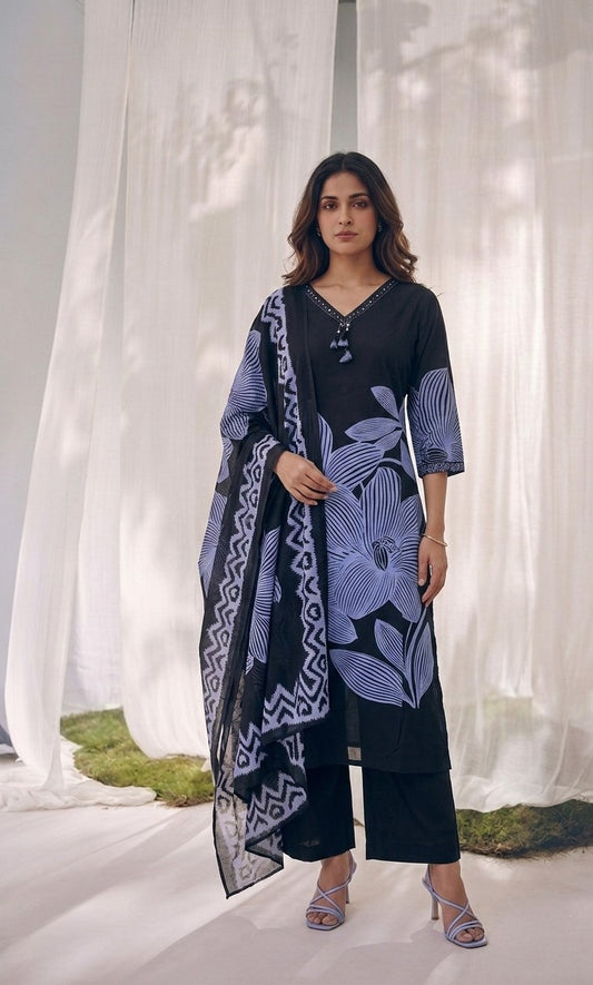 Pure Cotton Three Piece Dupatta Set XLS003