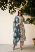 Premium Cotton A Line Anarkali Dupatta Set
