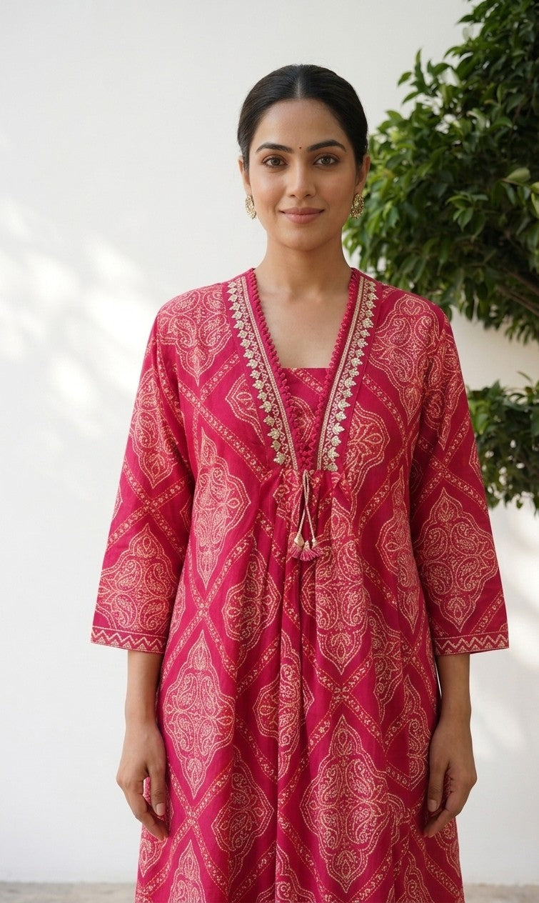 Pure Cotton Aline dupatta set with embroidery CS0381