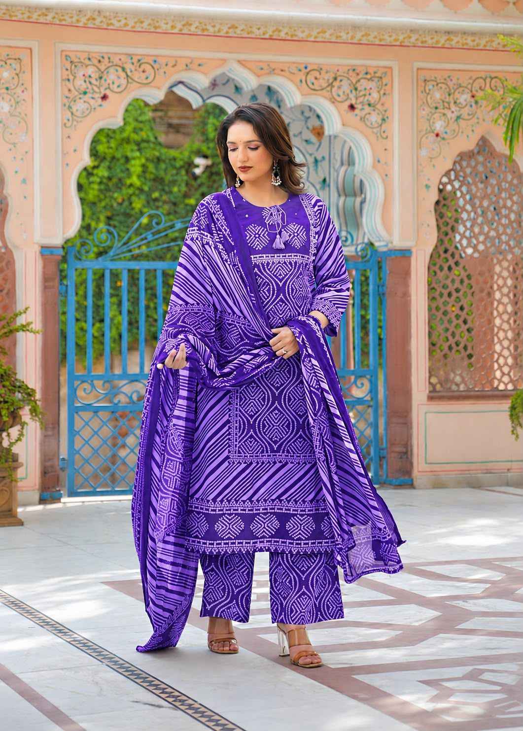 Pure Cotton Bandhej Print Dupatta Set CS0232
