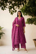 Premium Cotton A Line Anarkali Dupatta Set