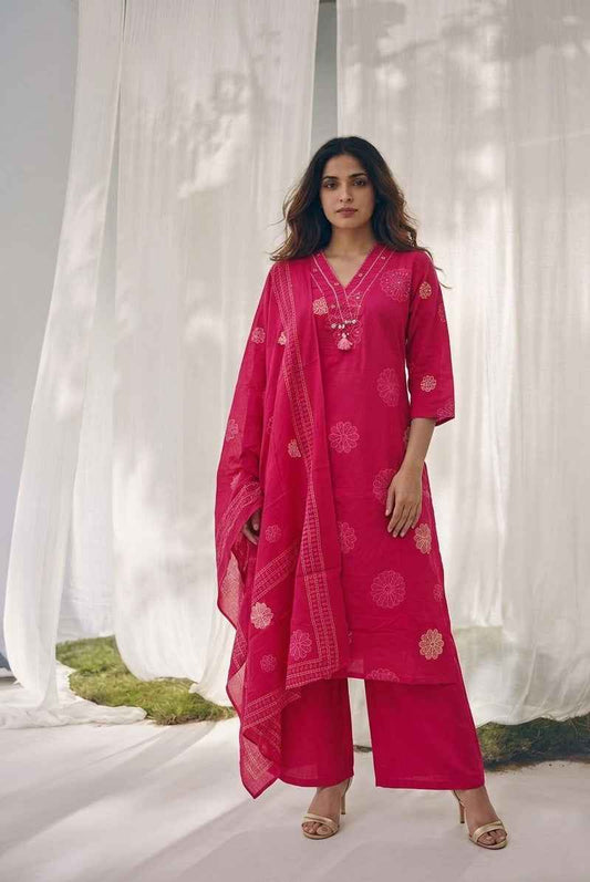 Pure Cotton Three Piece Dupatta Set