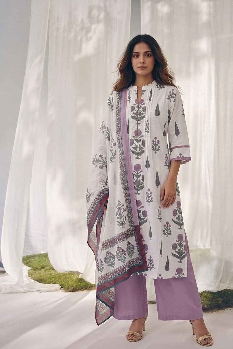 Pure Cotton Three Piece Dupatta Set