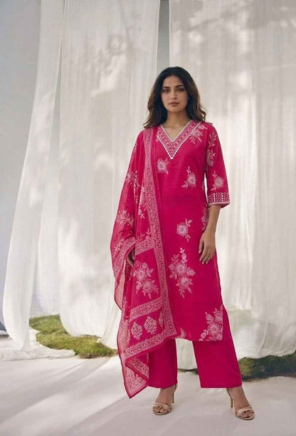 Pure Cotton Three Piece Dupatta Set