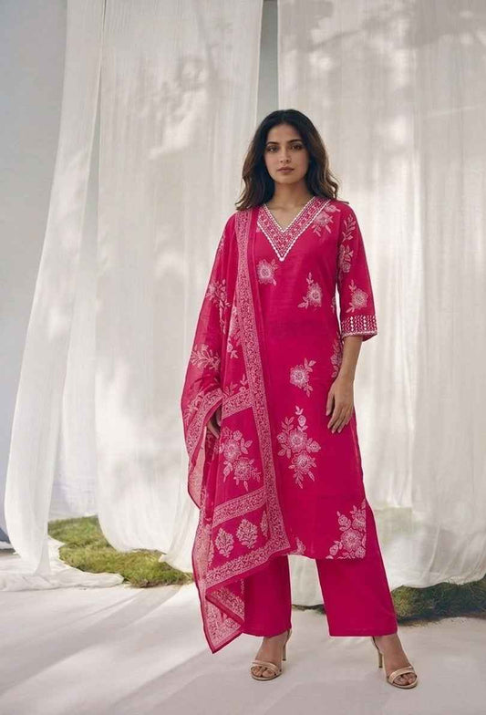 Pure Cotton Three Piece Dupatta Set