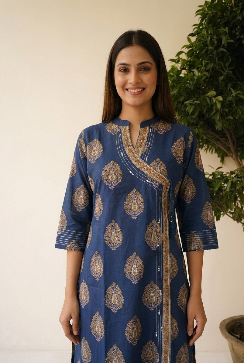Pure Cotton Dupatta Set With Aangrakha Style CS0376