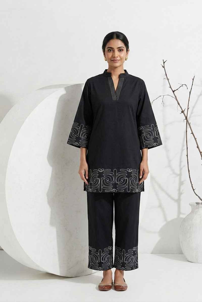 Pure Dabu Cotton Co-Ord Set With Embroidery COS138