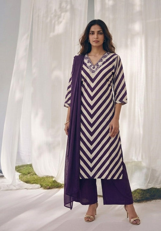 Pure Cotton Three Piece Dupatta Set XLS009