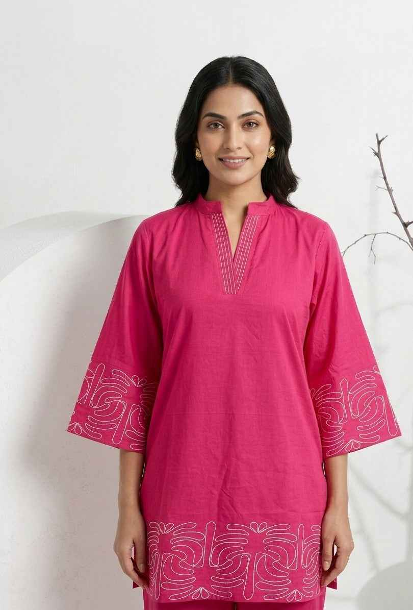 Pure Dabu Cotton Co-Ord Set With Embroidery COS138