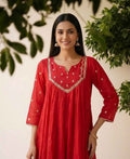 Premium Cotton A Line Anarkali Dupatta Set