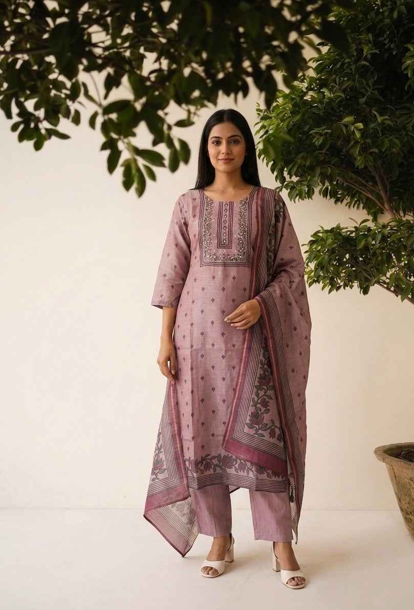 Pure Chanderi Silk Dupatta Set  With Inner