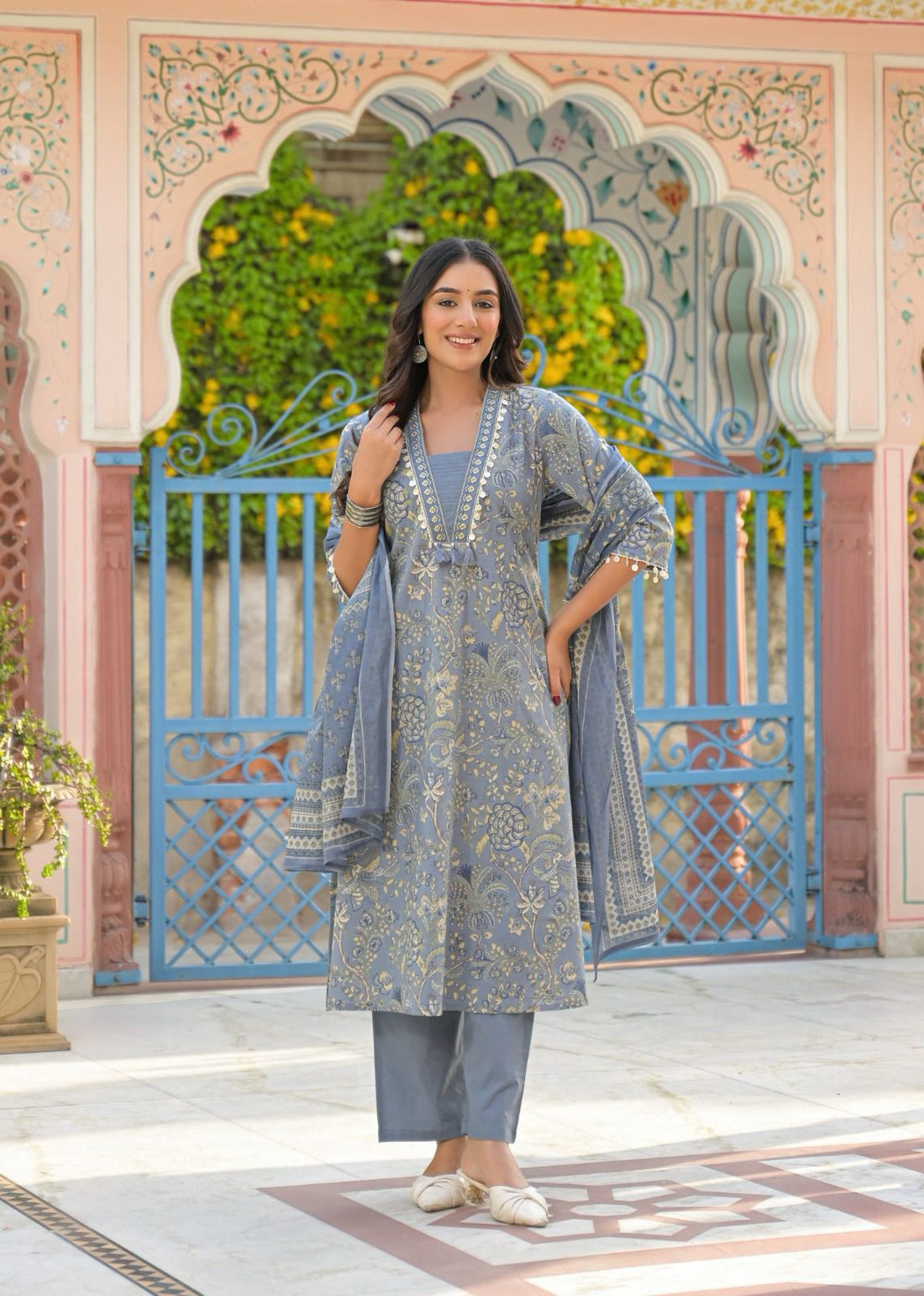 Pure Cotton A Line Dupatta Set CS0333
