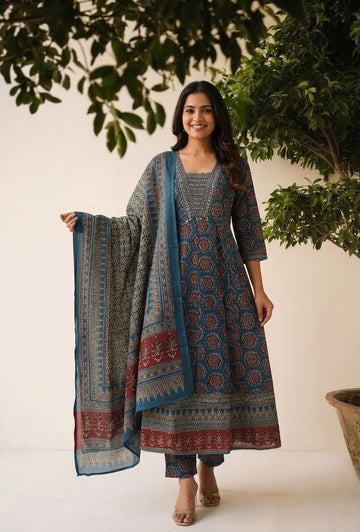 Premium Cotton A Line Anarkali Suits AKS034