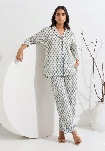 Pure cotton Floral Printed Night Suits Set NS005