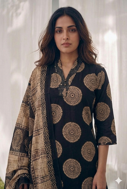 Pure Cotton Three Piece Dupatta Set LSS09