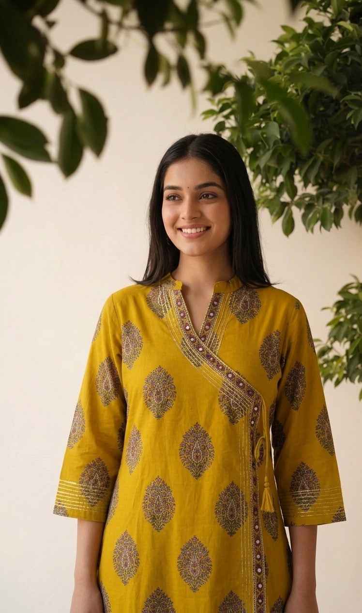 Pure Cotton Dupatta Set With Aangrakha Style CS0376