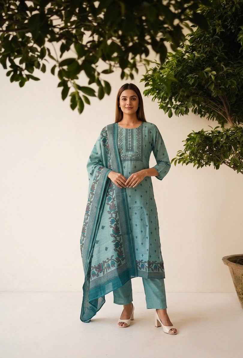 Pure Chanderi Silk Dupatta Set  With Inner